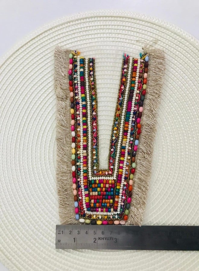 ANIDA Embroidery Premium V Neck patch for kurti Sewing On Applique for Clothes, Jackets, Jean's, Blouse, Saree, Dress Decoration Sewing Decal Badge Handmade DIY Fabric packig 1 pieces colour multicolour (STYLE 12) - Image 5